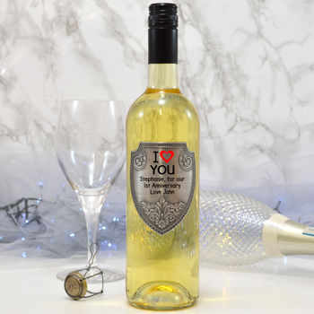 I Love You Personalised Wine With Pewter Label, 3 of 8