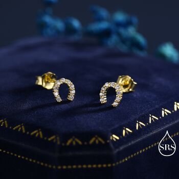 Sterling Silver Extra Tiny Horseshoe Stud Earrings, 4 of 12