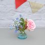 Rose And Forget Me Nots Bouquet In Green Vase, thumbnail 3 of 3