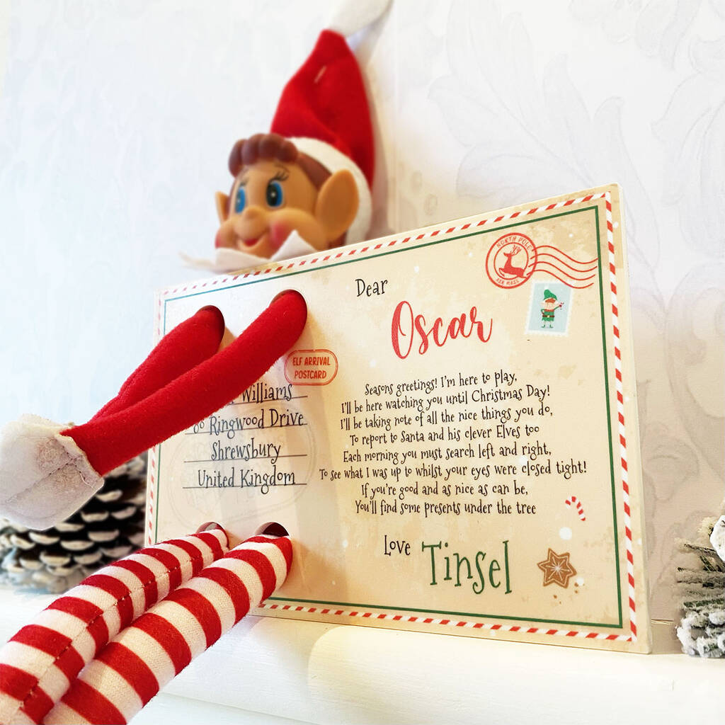 Personalised Christmas Elf Arrival Postcard By Daisy Maison