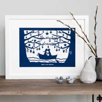 Romantic Rowing Boat Papercut Or Print In Mount, 3 of 4