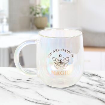 Double Walled Glass Mug Iridescent You Are Made Of Magic, 3 of 7