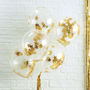 Pack Of Five Gold Star Confetti Clear Party Balloons, thumbnail 1 of 3