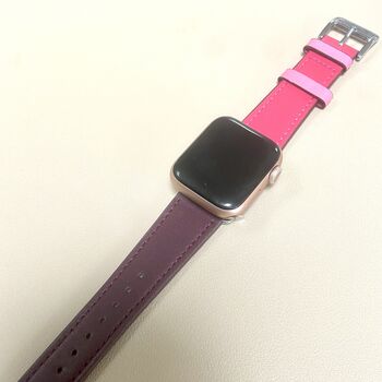 Vegan Leather Apple Watch Strap In Pink And Purple, 3 of 4