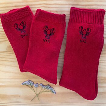 Personalised Valentines Lobster Socks Gift For Couples, 3 of 4