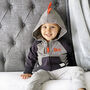 Personalised White Baby Gown With Dinosaur Tracksuit, thumbnail 2 of 12