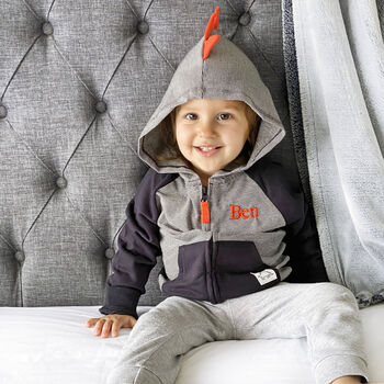 Personalised White Baby Gown With Dinosaur Tracksuit, 2 of 12