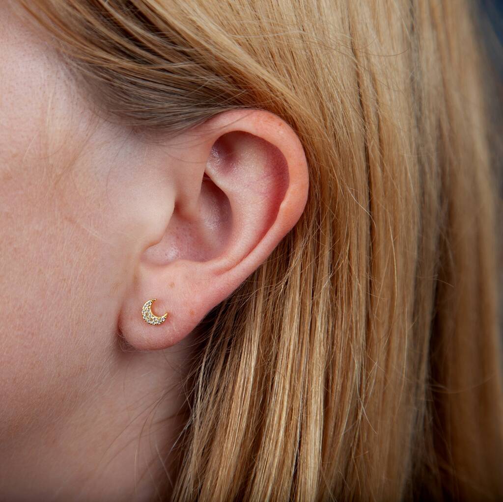 Gold Asymmetric Star Moon Earring Studs By Attic | notonthehighstreet.com