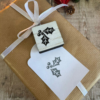 Merry Christmas Holly Design Rubber Stamp For Crafting, 7 of 8
