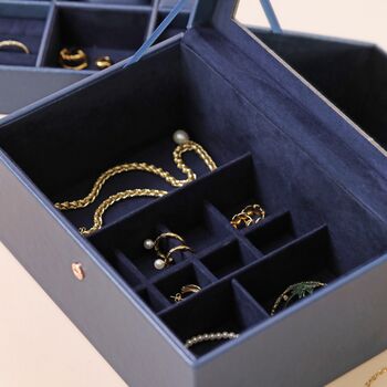 Navy Two Tier Jewellery Box, 5 of 5
