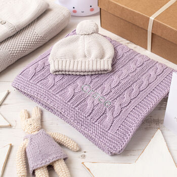 Luxury Baby Girl Purple And Grey Knitted Gift Box, 4 of 12