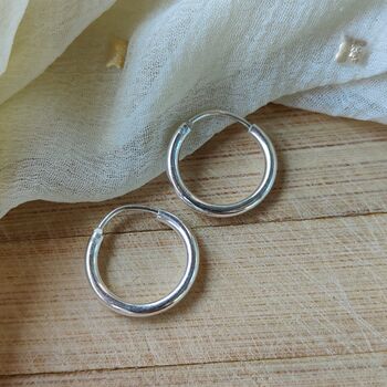 Pure Silver Slim Solid Bali Lightweight Hoop Earring, 6 of 8