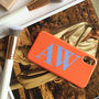 Personalised Terracotta Orange And Blue Phone Case, thumbnail 1 of 8