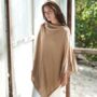 Camel Beige 100% Cashmere Button Poncho Gift Boxed, thumbnail 3 of 10