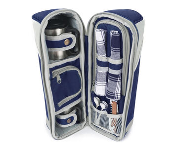Deluxe Two Person Flask And Mug Picnic Set Navy Blue, 8 of 8