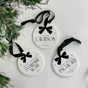 Personalised First Christmas Married Ceramic Bauble, 9 of 10