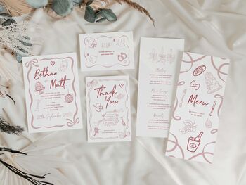 Pink Hand Drawn Wedding Save The Dates, 4 of 4