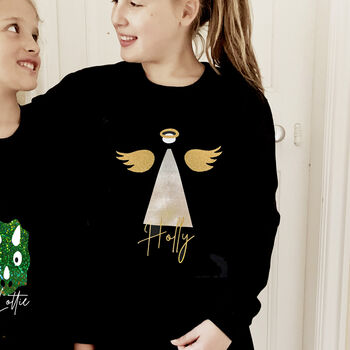 Kids Personalised Angel Christmas Sweatshirt, 2 of 4