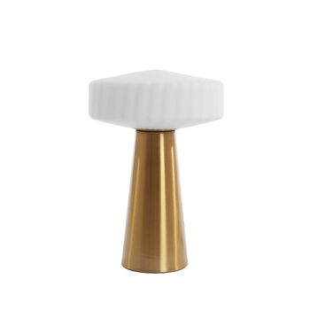 Pleat White Glass And Brass Table Lamp, 8 of 12