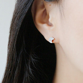 Sterling Silver Sparkly Moon And Star Stud Earrings, 4 of 5