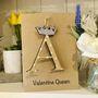 Personalised Valentines Wooden Letter Card Queen Crown, thumbnail 1 of 7