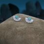 Green Opal Fan Stud Earrings In Sterling Silver, thumbnail 2 of 11