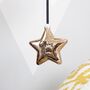 Baby First Christmas Glass Star Bauble Tree Decoration, thumbnail 2 of 9