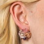 Purple Flower Bouquet Stud Earrings In Gold Plating, thumbnail 3 of 5