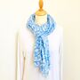 Pale Blue And White Animal Print Cotton Scarf, thumbnail 1 of 5