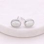 Oval Sterling Silver White Opal Stud Earrings – 6mm X 4mm, thumbnail 5 of 5