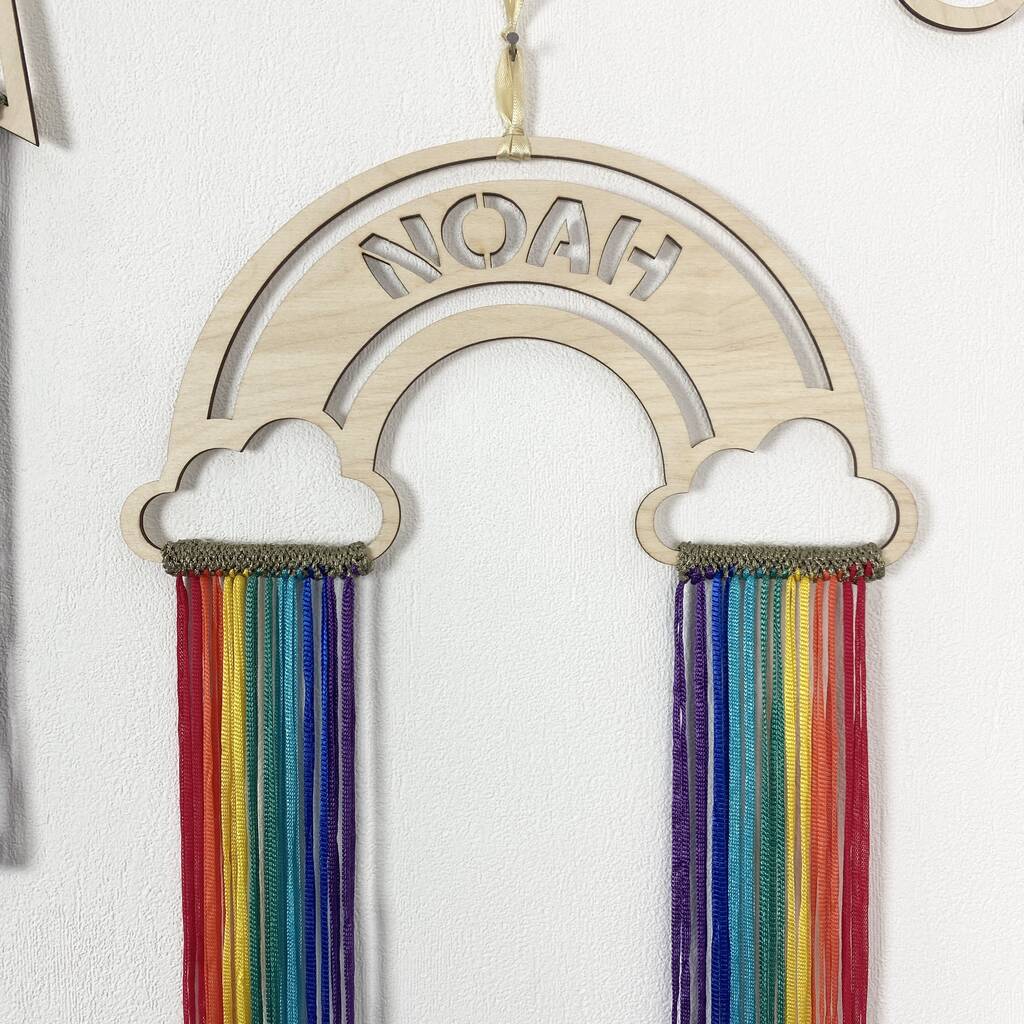 Personalised Wooden Rainbow With Luxury Fringing, 1 of 12