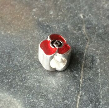 Poppy Red Flower Bracelet Charm Bead, 3 of 4