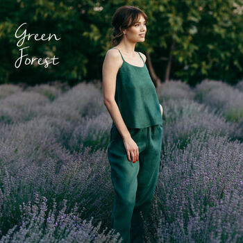 Women’s Linen Pyjama Set | Cami And Trousers, 3 of 12