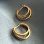 Sterling Silver Double Hoop Diamante Hoop Earrings, thumbnail 3 of 7