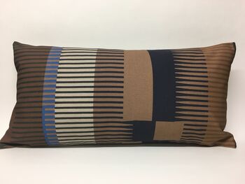 Combed Stripe Cushion, Mocha, Chocolate + Navy, 5 of 5