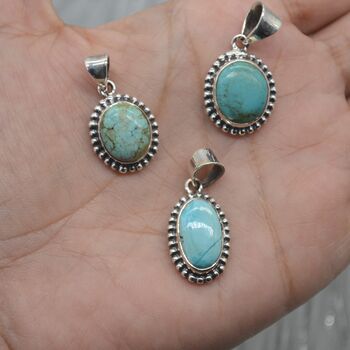 Turquoise Pendant: Sterling Silver, December Birthstone, 5 of 7