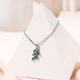 Tiny Little Cz Leaf Pendant Necklace In Sterling Silver, thumbnail 5 of 12