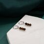 Sterling Silver Genuine Tiger's Eye Stone Trio Huggie Hoop Earrings, thumbnail 3 of 10