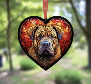 Shar Pei Stained Glass Effect Heart Suncatcher, 4 of 5