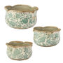 Set Of Three Turquoise Scalloped Planters, thumbnail 2 of 5