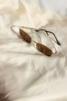 Brown Rectangle Wire Frame Sunglasses, 6 of 6