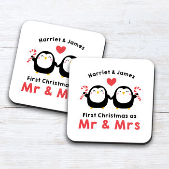 Personalised Set Of Two Mugs 'First Christmas Married', 4 of 6