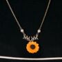 Large Sunflower Charm Flower Pendant Necklace, thumbnail 1 of 3