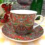 Large Cup And Saucer In William Morris Red Strawberry Thief Design, thumbnail 5 of 9