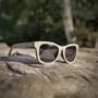 Boatmans Recycled Denim Frame And Grey Lens Sunglasses, thumbnail 1 of 7