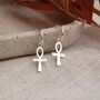 Ankh Charm Hoop Earrings In Silver Or Gold, thumbnail 4 of 6