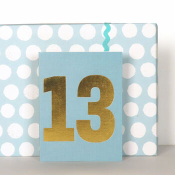 Mini Gold Foiled Number Thirteen Card, 4 of 5