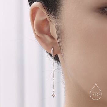Asymmetric Tiny Cz Starburst Huggie Hoops, 5 of 12