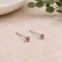 3mm Sterling Silver Alexandrite Pink Crystal Stud Earrings, thumbnail 1 of 3