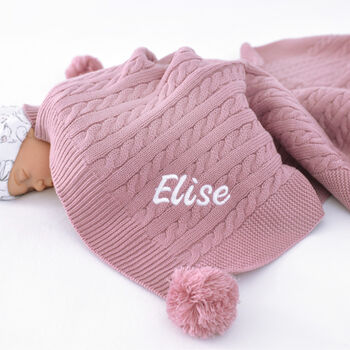 Personalised Elephant Comforter And Cable Blanket Pink, 5 of 11